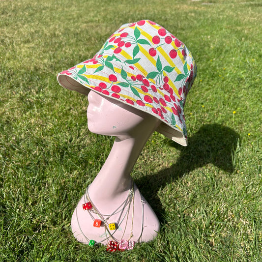 Cherry print bucket hat